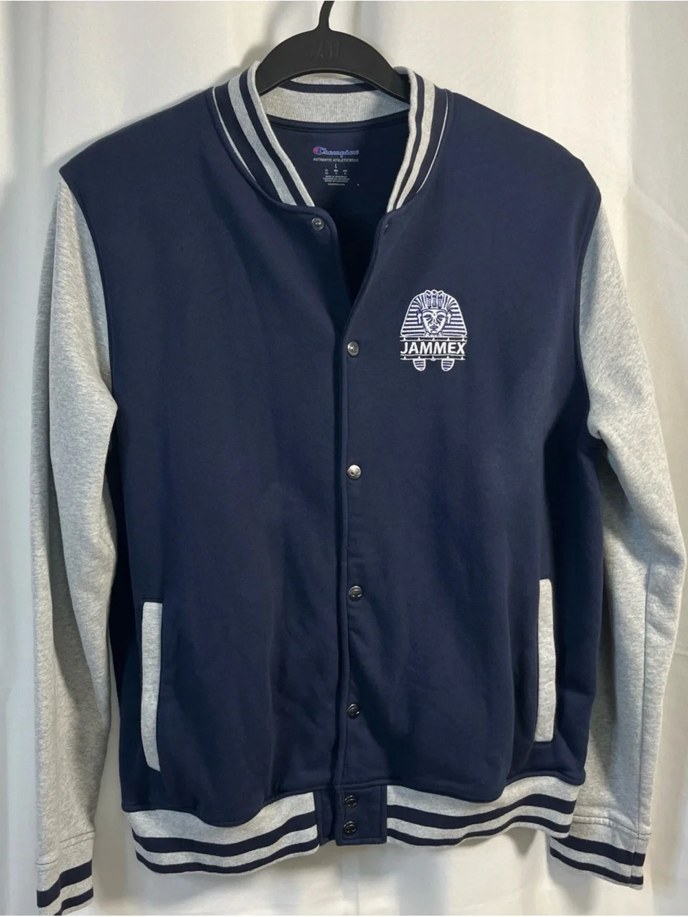 Champion Authentic ActiveWear Jammex Navy Blue Gray jacket Large